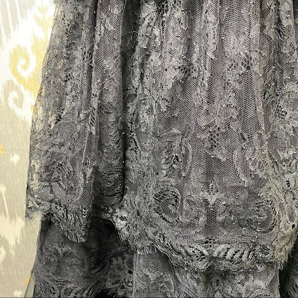 Ralph Lauren Black on Black Embroidered Tulle & Lace Tiered Maxi Ball Skirt - Picture 12 of 16